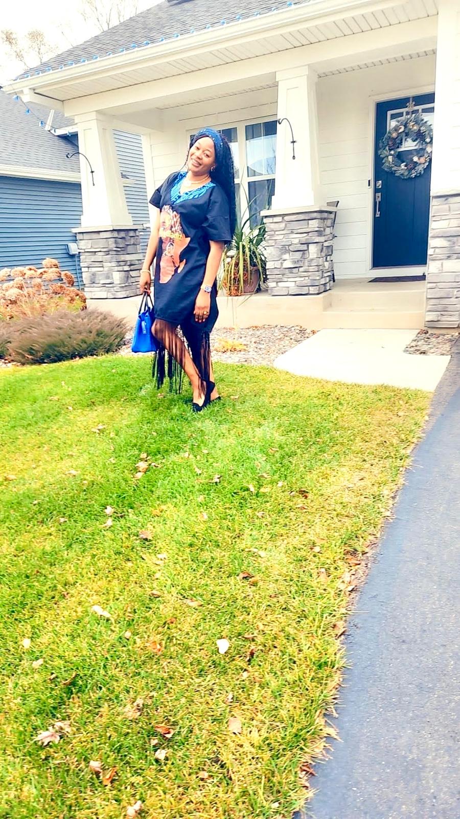 Afro Coutour Black Gown