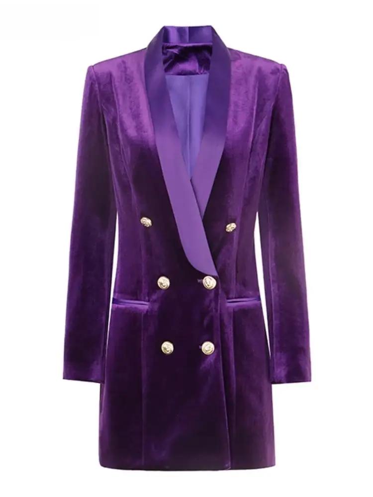 Purple velvet blazer