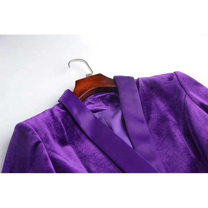 Purple velvet blazer