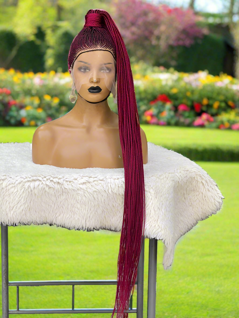 Burgundy Lace Updo Wig